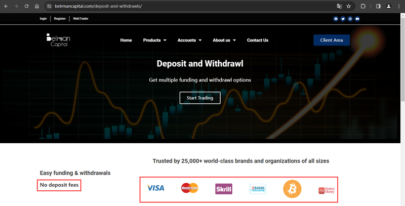 Information on deposits and withdrawals