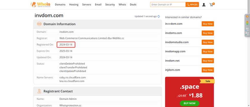 INVDOM PYT LTDのドメイン登録日