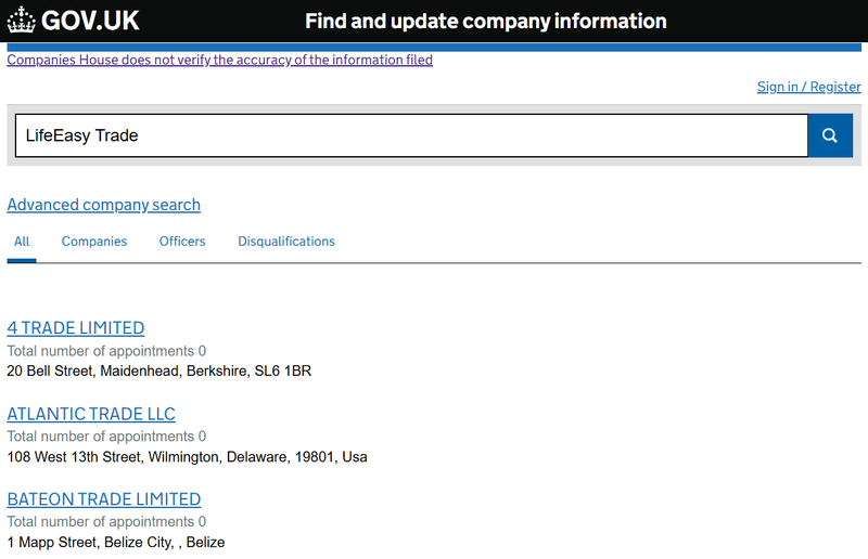 Companies House Query Result