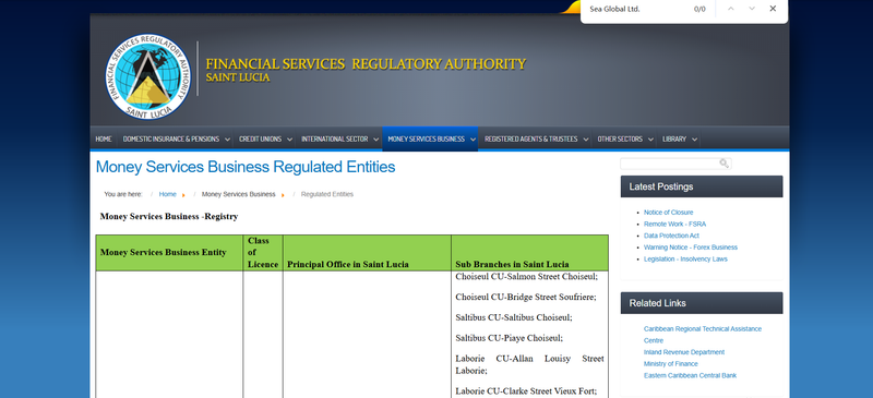 Entity registration information