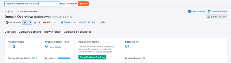 ข้อมูลการจราจร Semrush