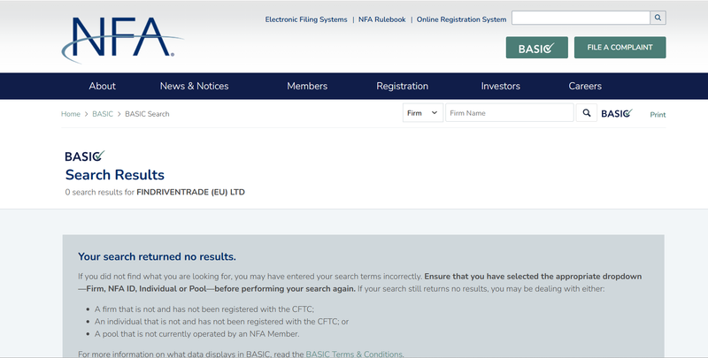 Findriventrade (EU) Ltd NFA