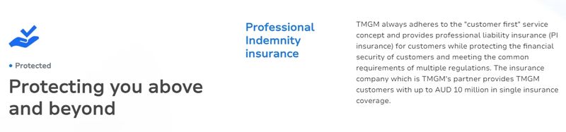 Financial Insurance Displayed on the TMGM Official Website