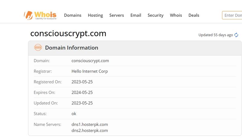 Conscious Crypto Ltd的企业域名注册时间