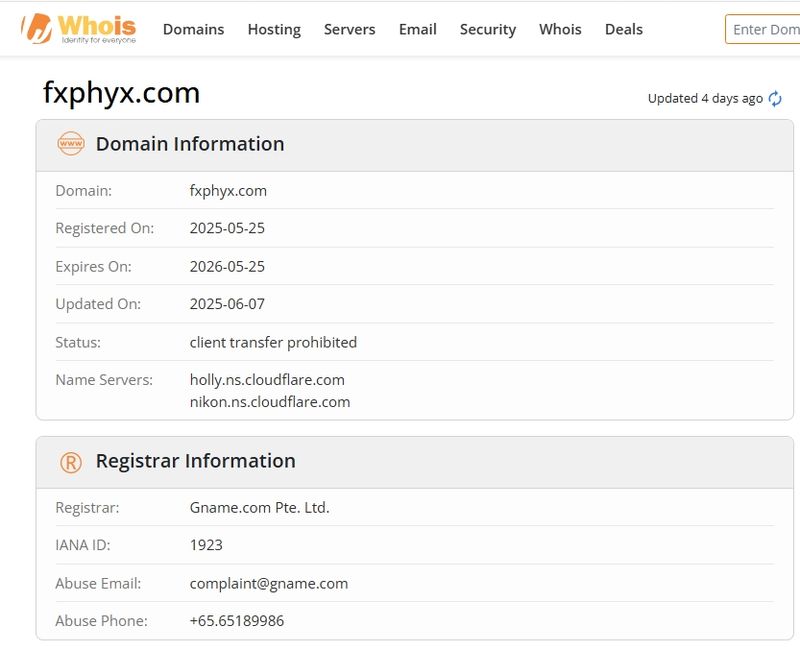 ForexPhyx 웹사이트 등록 시간