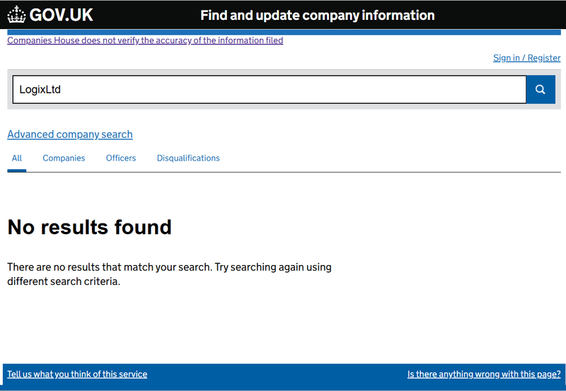 Companies House Query Result