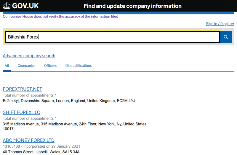 Companies House Query Result