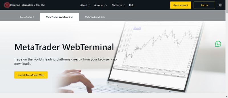 Phiên bản web phần mềm giao dịch của Beraring International Co., Ltd