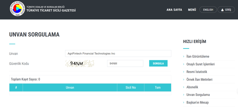 Boletín de Registro Comercial de Turquía (Ticaret Sicil Gazetesi)