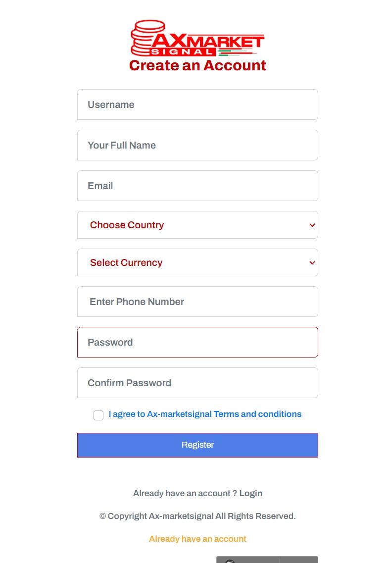 register of Axmarketsignal