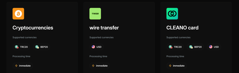 Deposit and Withdrawal Methods