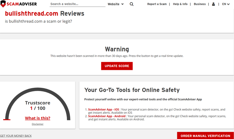 ScamAdviser High-Risk Platform Warning