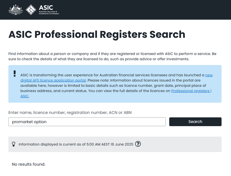 ASIC Query Result