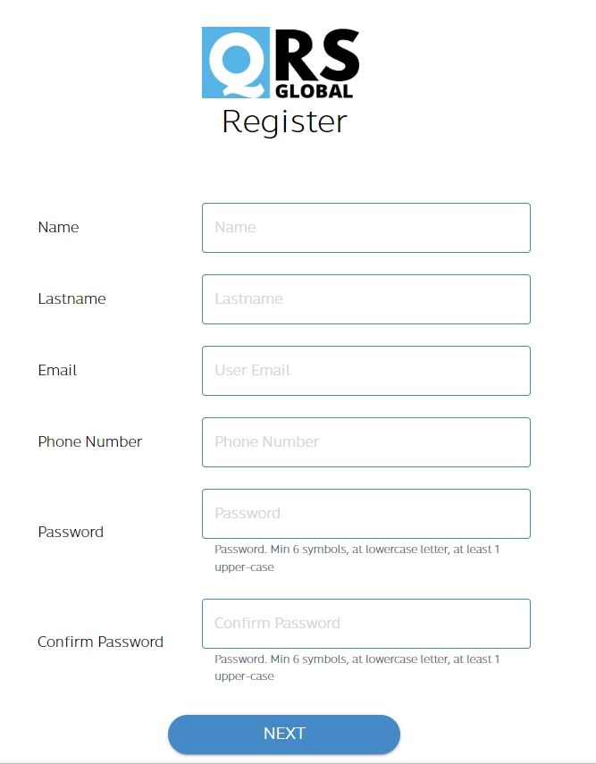 QRS GLOBAL account registration