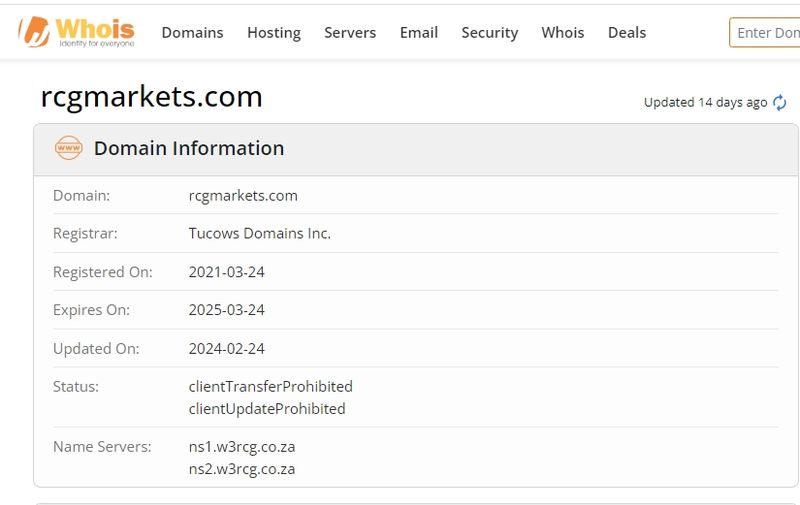 RCG MARKETS   Whois 注册