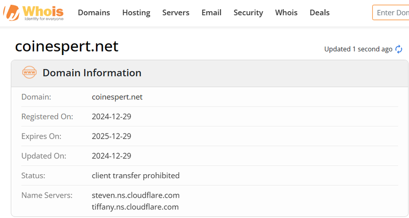 Whois lookup results