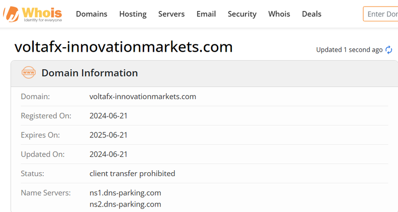 Whois lookup results