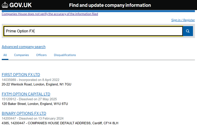 Companies House Query Result