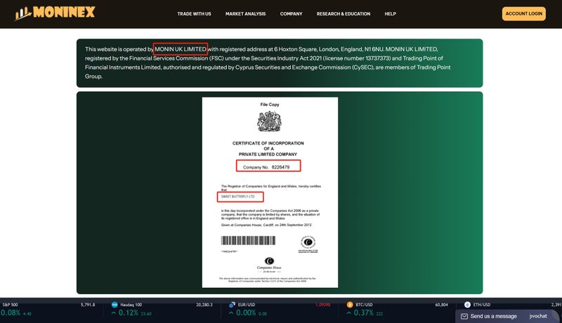 Moninex Web information