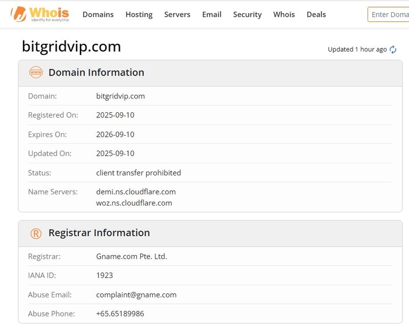 bitgridvip.com的网站注册时间